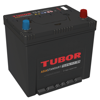Аккумулятор TUBOR Standart ASIA 6 СТ 72Ah 640A о.п.